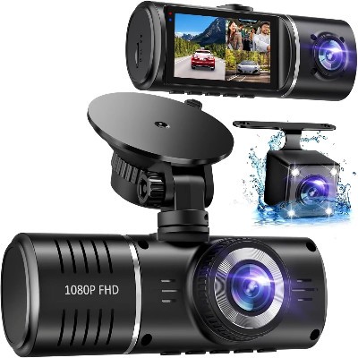 3 Camera Dash Cam for vehicle Front and Rear