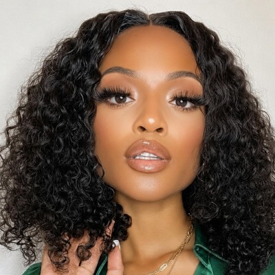 Wig. Glueless Water Wave Pre-Plucked Human Hair, Lace Front